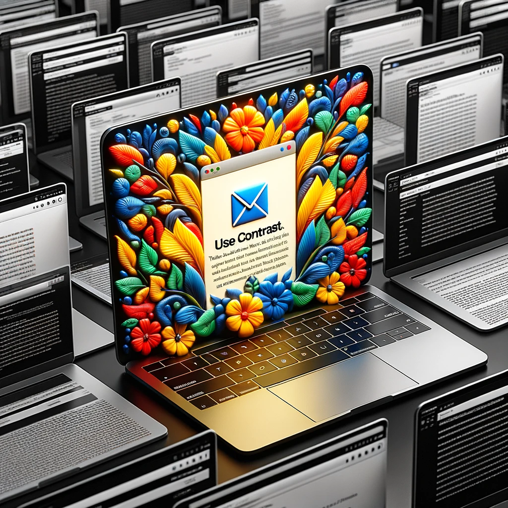 Visual contrast concept in email marketing — showing how sharp contrast reduces cognitive load and makes B2B email messages more memorable and scannable