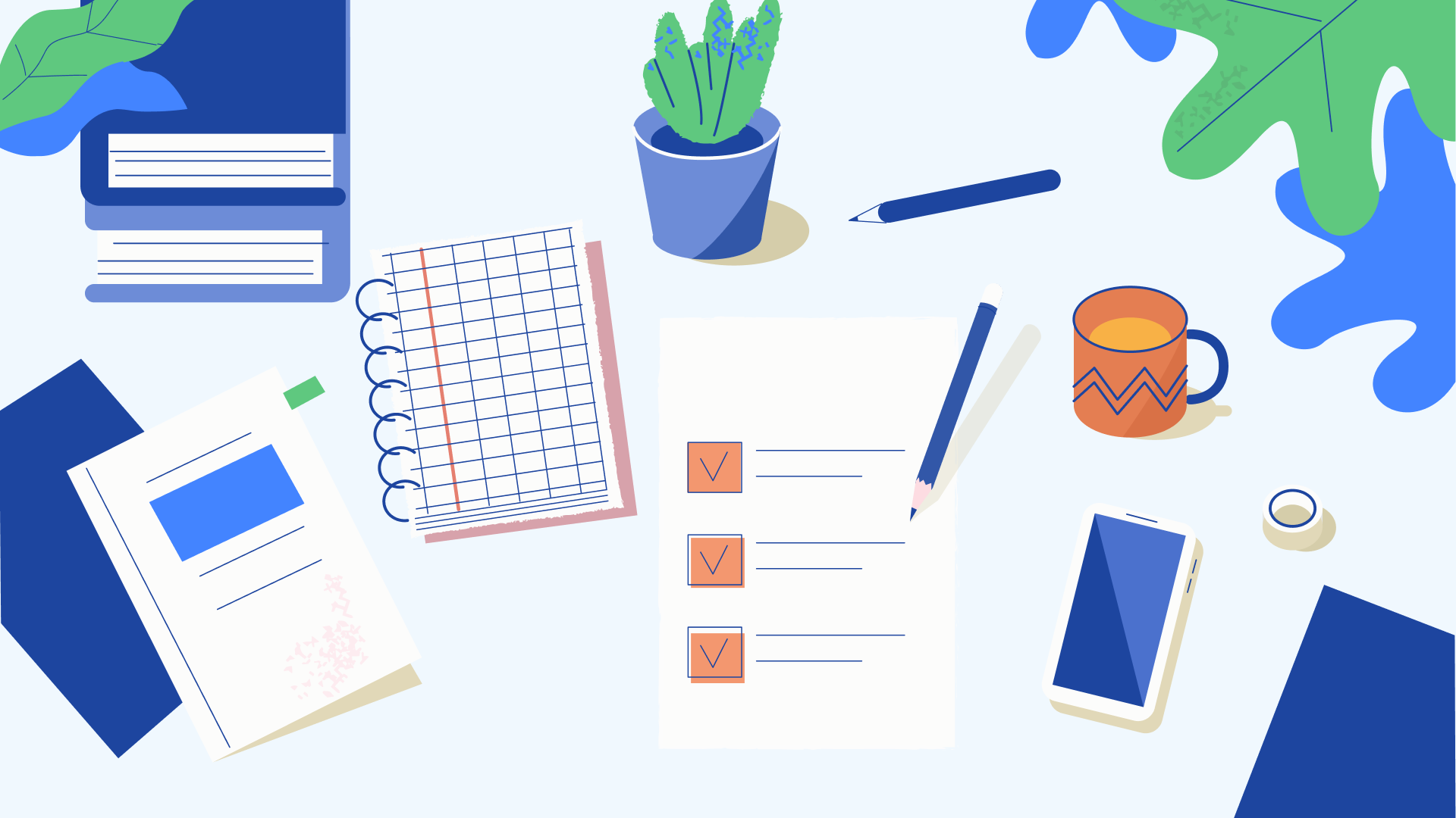 Six illustrated panels showing appointment setter skills in action: agenda planning, prospect qualification, active listening, objection handling, follow-up emails, and pitch delivery