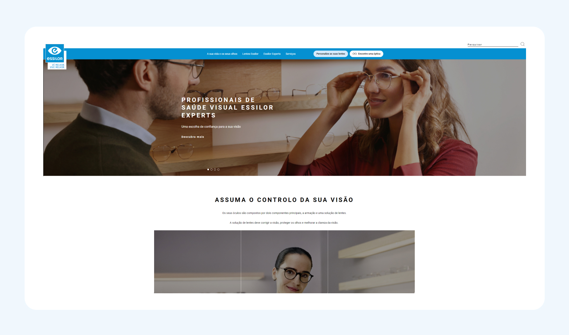 Essilor's Swedish-language website demonstrating consistent brand identity and navigation structure across international markets