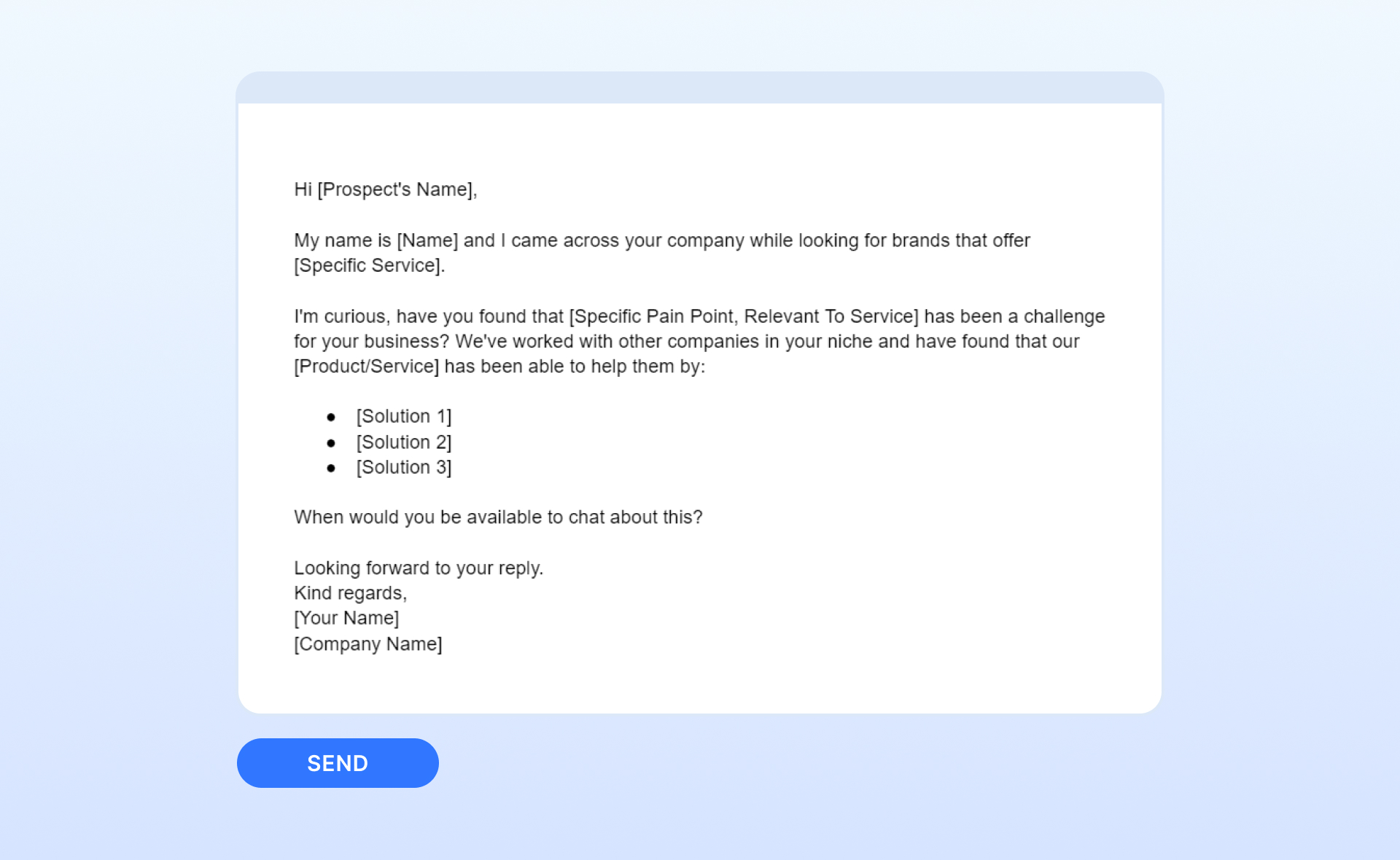 Best sales cold email templates showing question-based approach that prompts specific responses