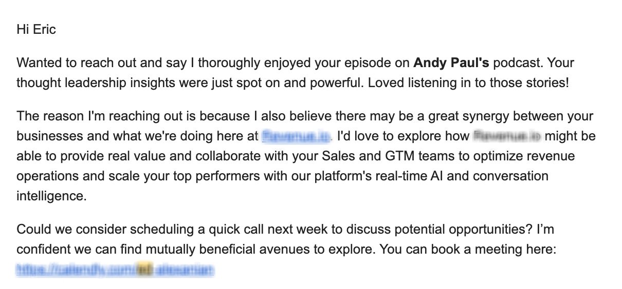 Example of good unsure cold email